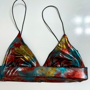 Urban Outfitters Chrome Floral Rave Bralette